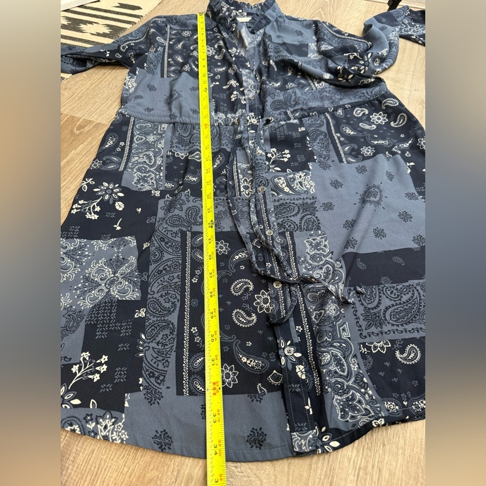 Abercrombie & Fitch Paisley Bandana Long Sleeve Drawstring Shirtdress Medium - Picture 8 of 10